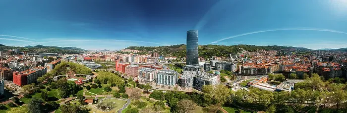 Framed Print : Aerial panoramic view of Bilbao, an industrial port city in northern Spain, is surrounded by green mountains, the de facto capital of Basque Country, Spain, Europe Framed Print : Aerial panoramic view of Bilbao, an industrial port city in northern Spain, is surrounded by green mountains, the de facto capital of Basque Country, Spain, Europe