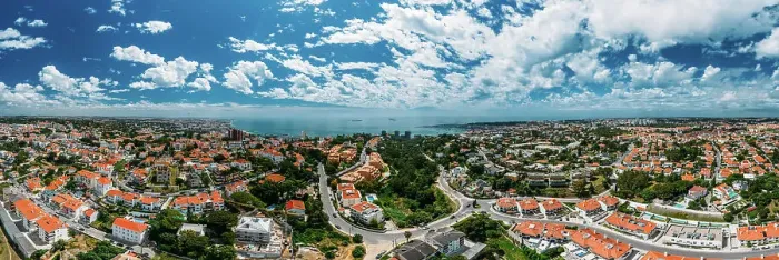 Framed Print : Aerial panoramic view of Cascais, 30km west of Lisbon on the Portuguese Riveira, Cascais, Portugal, Europe Framed Print : Aerial panoramic view of Cascais, 30km west of Lisbon on the Portuguese Riveira, Cascais, Portugal, Europe