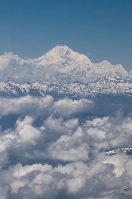 Framed Print : Aerial photo of the Himalayas with the worlds third highest mountain Framed Print : Aerial photo of the Himalayas with the worlds third highest mountain