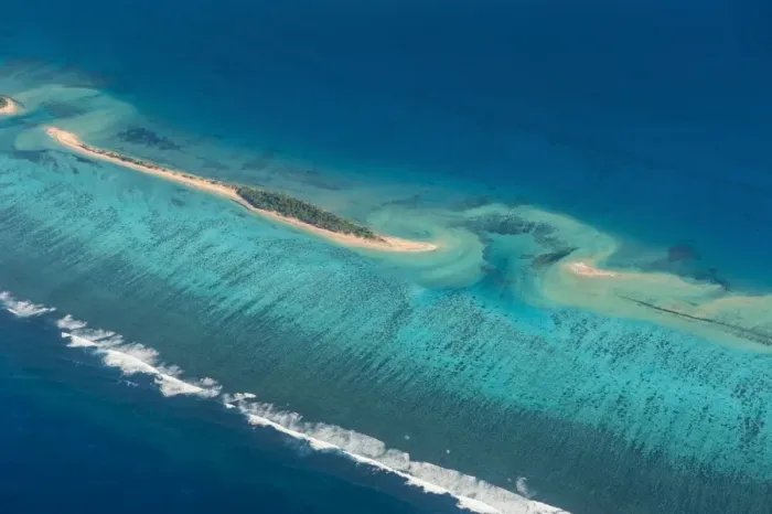 Framed Print : Aerial photo of a little island in Tonga, South Pacific, Pacific Framed Print : Aerial photo of a little island in Tonga, South Pacific, Pacific