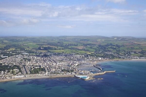Aerial photo of Penzance harbour, West Penwith, Cornwall, England, United Kingdom, Europe