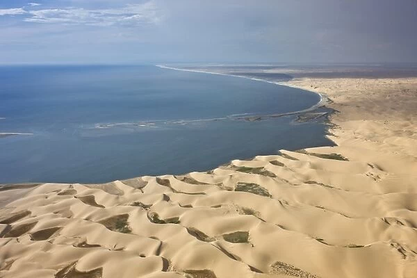 Aerial photo of Sandwich Harbour on the coast, Namibia, Africa