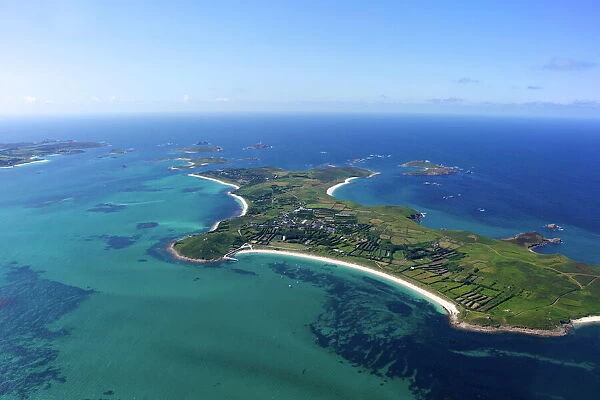AerIal photo of St. Martins island, Isles of Scilly, England, United Kingdom, Europe