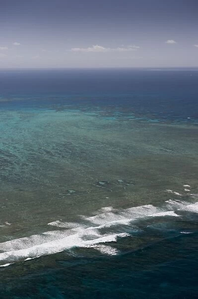 Aerial photography of coral reef formations of the Great Barrier Reef, UNESCO World Heritage Site, near Cairns, North Queensland, Australia, Pacific
