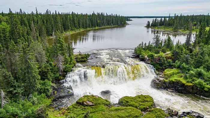 Framed Print : Aerial of the Pisew Falls Provincial Park, Thompson, Manitoba, Canada, North America Framed Print : Aerial of the Pisew Falls Provincial Park, Thompson, Manitoba, Canada, North America