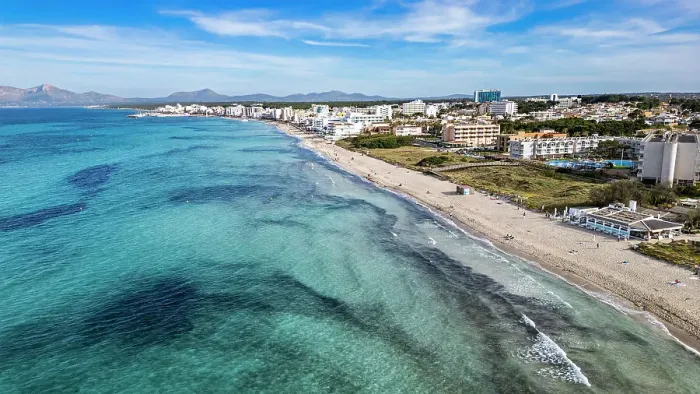 Framed Print : Aerial of Playa del Muro, northern Mallorca, Balearic islands, Spain, Mediterranean, Europe Framed Print : Aerial of Playa del Muro, northern Mallorca, Balearic islands, Spain, Mediterranean, Europe