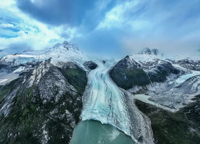 Framed Print : Aerial of Potter glacier, Tierra del Fuego, Chile, South America
