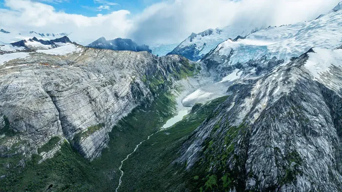 Framed Print : Aerial of Potter glacier, Tierra del Fuego, Chile, South America