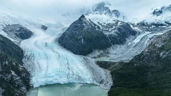 Framed Print : Aerial of Potter glacier, Tierra del Fuego, Chile, South America Framed Print : Aerial of Potter glacier, Tierra del Fuego, Chile, South America