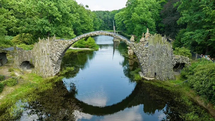 Framed Print : Aerial of the Rakotzbrucke (Devil´s Bridge), Kromlau Azalea and Rhododendron Park, Gablenz, Saxony, Germany, Europe Framed Print : Aerial of the Rakotzbrucke (Devil´s Bridge), Kromlau Azalea and Rhododendron Park, Gablenz, Saxony, Germany, Europe