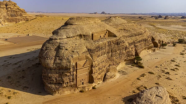 Aerial of the rock tombs, Madain Saleh (Hegra) (Al Hijr), UNESCO World Heritage Site