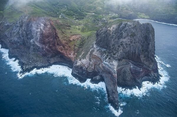 Aerial of the rocky cliffs of western Maui, Hawaii, United States of America, Pacific
