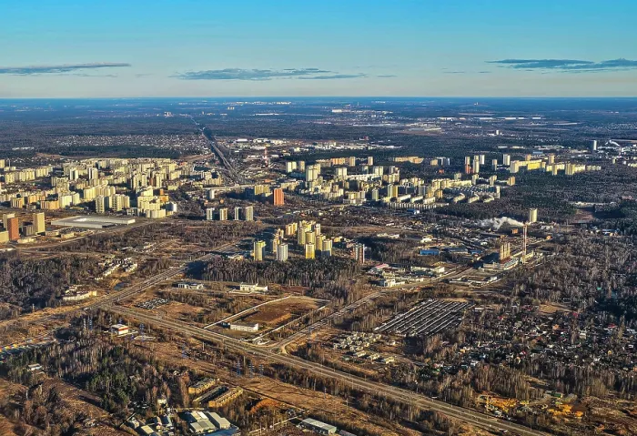Framed Print : Aerial of the satellitte cities of Moscow, Russia Framed Print : Aerial of the satellitte cities of Moscow, Russia