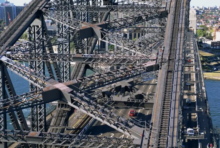 Framed Print : Aerial of a section of the Sydney Harbour Bridge, Sydney, New South Wales Framed Print : Aerial of a section of the Sydney Harbour Bridge, Sydney, New South Wales