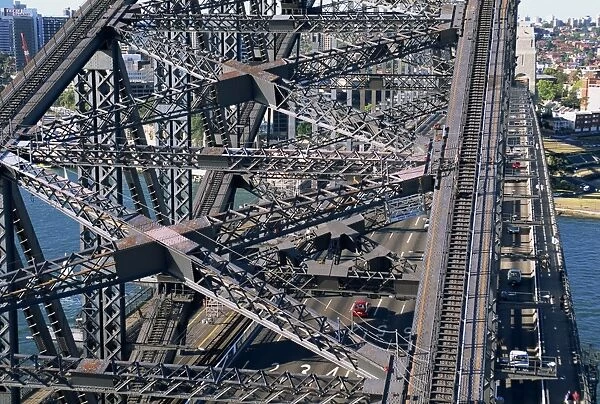 Aerial of a section of the Sydney Harbour Bridge, Sydney, New South Wales