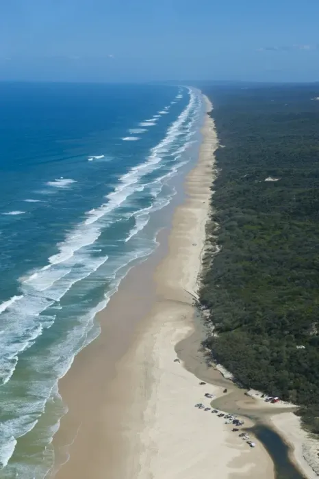 Framed Print : Aerial of the Seventy-Five Mile Beach, Fraser Island, UNESCO World Heritage Site, Queensland, Australia, Pacific