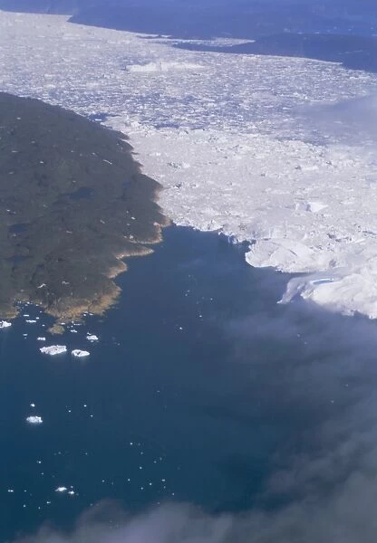 Aerial shot of west coast of Greenland