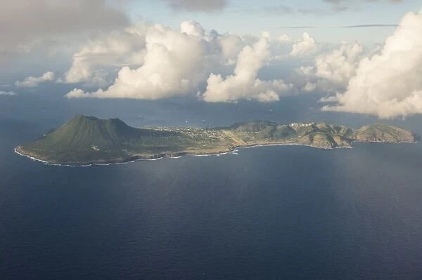 Aerial of St. Eustatius, Statia, Netherland Antilles, West Indies, Caribbean, Central