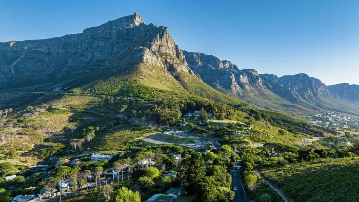 Framed Print : Aerial of the Table Mountain and the Twelve Apostles, Cape Town, South Africa, Africa