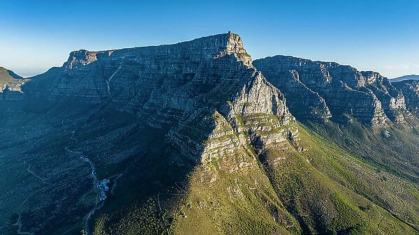Aerial of the Table Mountain and the Twelve Apostles, Cape Town, South Africa, Africa