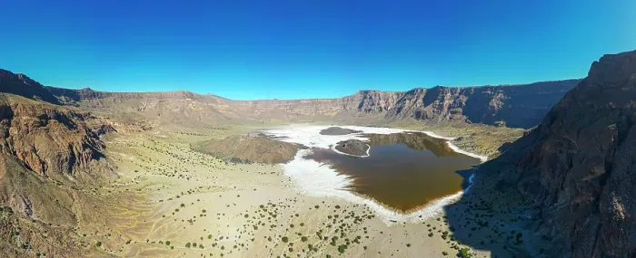 Framed Print : Aerial of the Trou du Natron volcanic crater and its natron lakes, Tibesti Mountains, Chad Framed Print : Aerial of the Trou du Natron volcanic crater and its natron lakes, Tibesti Mountains, Chad