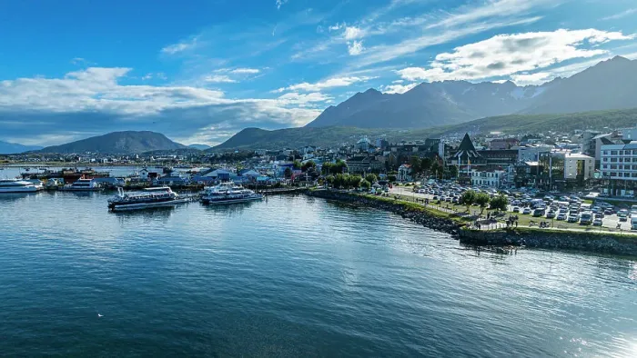 Framed Print : Aerial of Ushuaia, Beagle Channel, Tierra del Fuego, Argentina, South America Framed Print : Aerial of Ushuaia, Beagle Channel, Tierra del Fuego, Argentina, South America