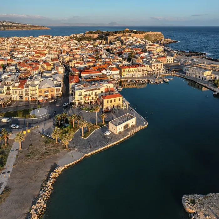 Framed Print : Aerial of Venetian harbor with a view of Venetian Fortezza, Rethymno, Crete, Greek Islands, Greece, Europe Framed Print : Aerial of Venetian harbor with a view of Venetian Fortezza, Rethymno, Crete, Greek Islands, Greece, Europe