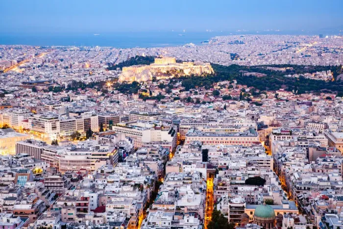 Framed Print : Aerial view of the Acropolis and the city of Athens, Attica, Greece, Europe Framed Print : Aerial view of the Acropolis and the city of Athens, Attica, Greece, Europe