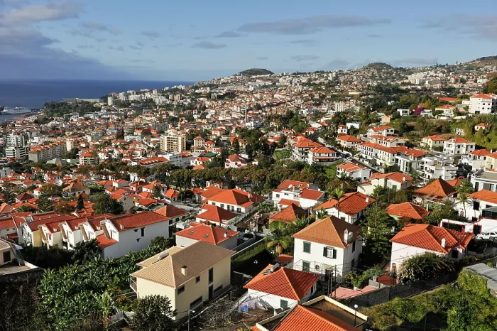 Framed Print : Aerial view from the aerial tramway, Funchal, Madeira island, Atlantic Ocean, Portugal Framed Print : Aerial view from the aerial tramway, Funchal, Madeira island, Atlantic Ocean, Portugal