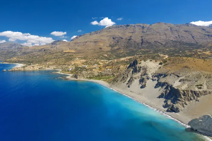 Framed Print : Aerial view of Agios Pavlos Beach on the island of Crete, Greek Islands, Greece, Europe Framed Print : Aerial view of Agios Pavlos Beach on the island of Crete, Greek Islands, Greece, Europe