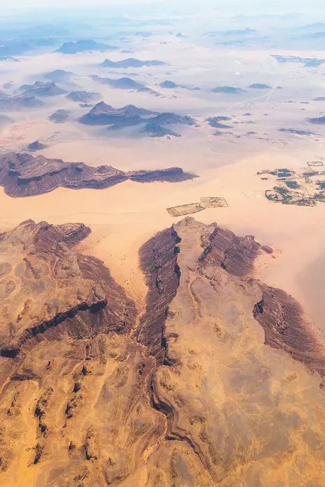 Framed Print : Aerial view from an aircraft of the desert in AlUla region, Medina Province, Saudi Arabia Framed Print : Aerial view from an aircraft of the desert in AlUla region, Medina Province, Saudi Arabia