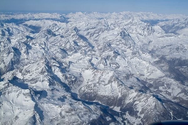 Aerial view over the Alps