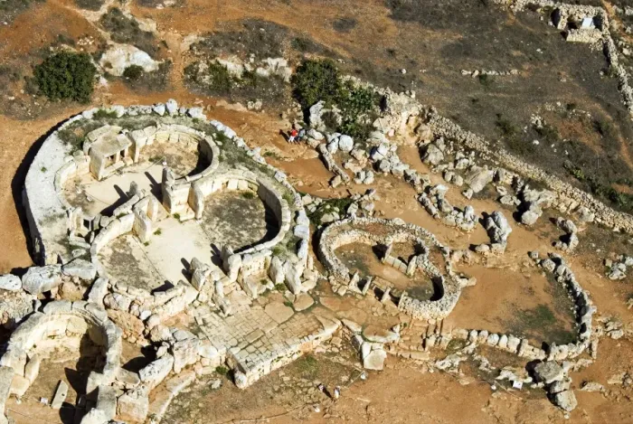 Framed Print : Aerial view of archaeological site, Megalithic Temple of Mnajdra (Mna Jora) Framed Print : Aerial view of archaeological site, Megalithic Temple of Mnajdra (Mna Jora)