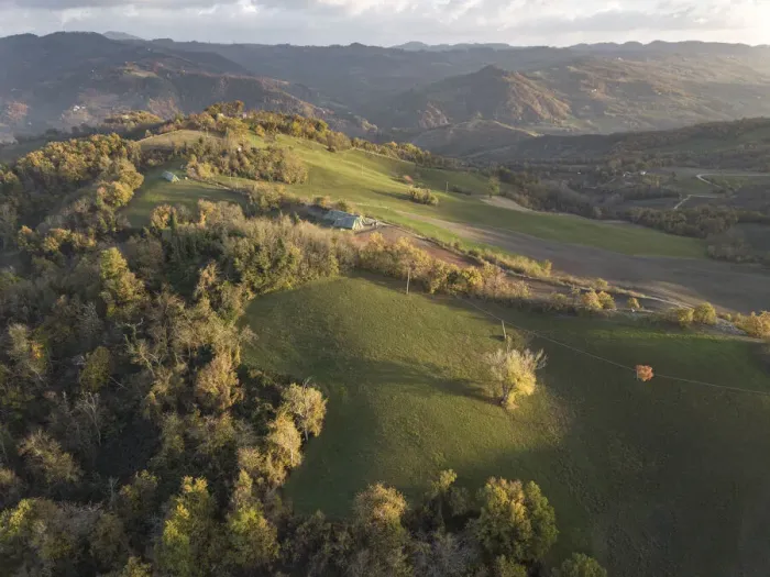 Framed Print : Aerial view of an autumnal sunset on the countryside, Emilia Romagna, Italy, Europe Framed Print : Aerial view of an autumnal sunset on the countryside, Emilia Romagna, Italy, Europe