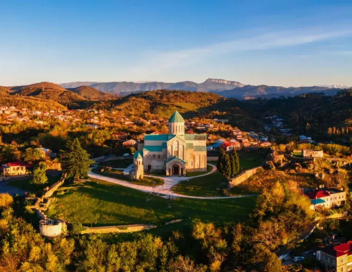 Framed Print : Aerial view of Bagrati Cathedral at sunrise, in Kutaisi, Imereti, Georgia (Sakartvelo) Framed Print : Aerial view of Bagrati Cathedral at sunrise, in Kutaisi, Imereti, Georgia (Sakartvelo)