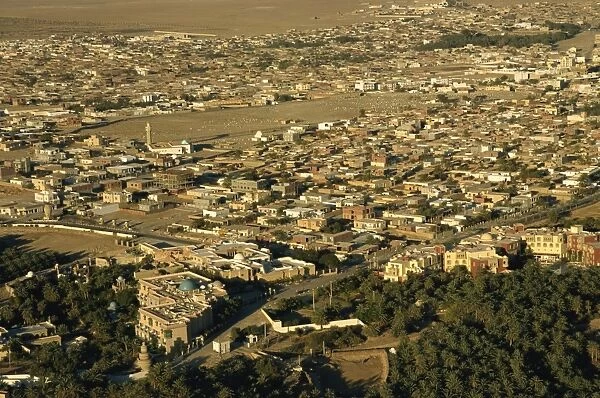 Aerial view from balloon of oasis town of Tozeur, Tunisia, North Africa, Africa