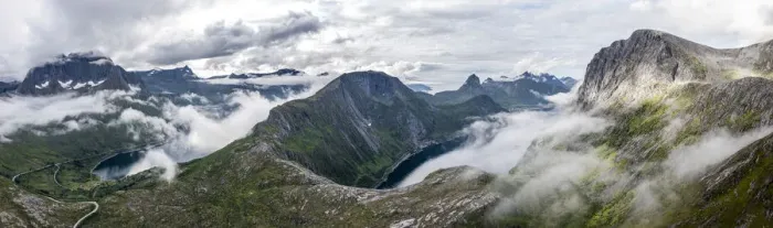 Framed Print : Aerial view of Barden, Breidtinden, Segla mountains and Ornfjord in a sea of clouds Framed Print : Aerial view of Barden, Breidtinden, Segla mountains and Ornfjord in a sea of clouds