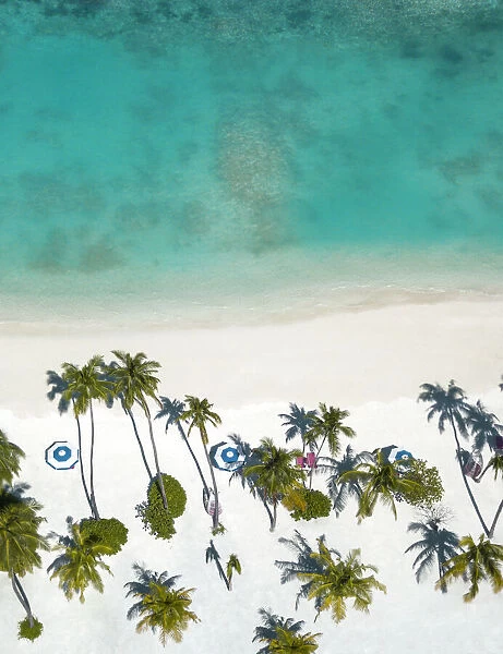 Aerial view of a beach in Maldives, Indian Ocean, Asia