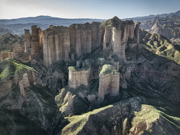 Framed Print : Aerial view of Binggou Danxia mountains, Gansu, China, Asia Framed Print : Aerial view of Binggou Danxia mountains, Gansu, China, Asia