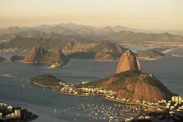 Aerial view of Botafogo bay and Sugarloaf, Rio de Janeiro, Brazil, South America