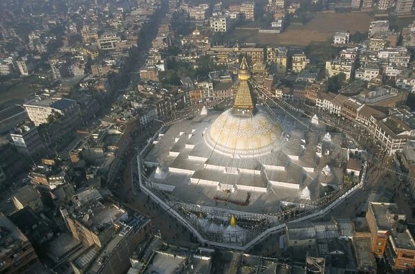 Aerial view of Boudhanath stupa