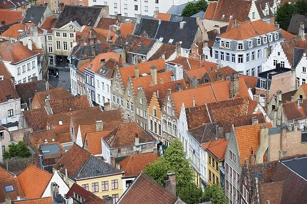 Aerial view of Bruges, Old Town, UNESCO World Heritage Site, Bruges, Flanders