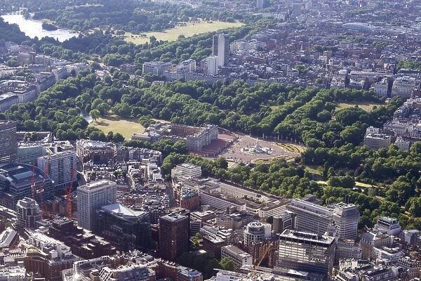 Aerial view of Buckingham Palace, London, England, United Kingdom, Europe