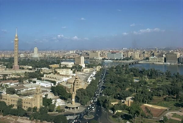 Aerial view over Cairo, Egypt, North Africa, Africa