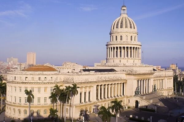 An aerial view of the Capitolio from the Hotel Saratoga in central Havana