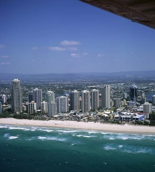 Aerial view of central area of Surfers Paradise, Gold Coast, Queensland