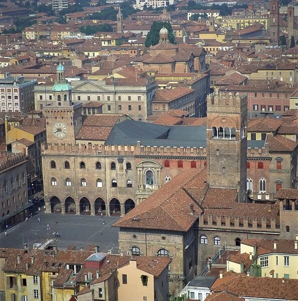 Aerial view over central Bologna