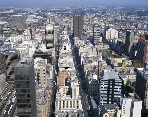 Aerial view over central Johannesburg