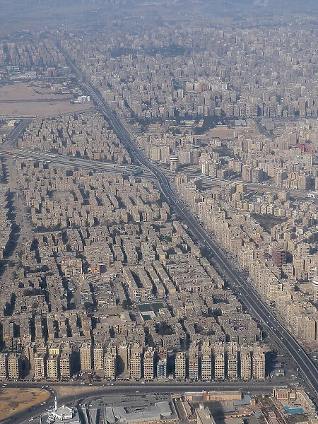 Aerial view of the city of Cairo, along the banks of the River Nile, Cairo, Egypt, North Africa, Africa