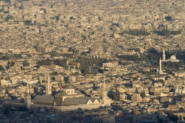 Aerial view of city including the Umayyad Mosque
